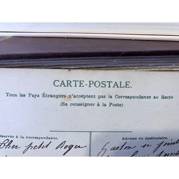 Antique French Postcard Little Sailor Boy Birthday RPPC Hand Tinted Landscape - Picture 6 of 7